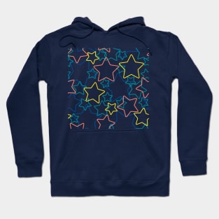 Silhouettes of multicolor stars Hoodie